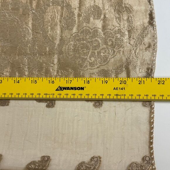 Sheer Gold Handwoven Paisley Silk Fringe Table Runner 21x65 - Picture 5 of 6